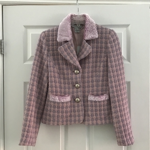 Beautiful Mac & Jac Light pink + lilac tweed textured jacket size 2 - Picture 1 of 5
